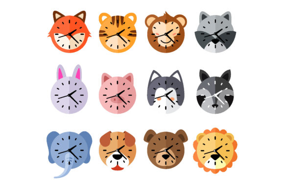 Adorable Timekeeping: The Cute Clock with Animal Character Vector