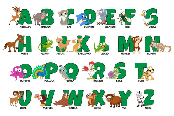 Alphabet Letters with Animal Character: A Creative Design Asset