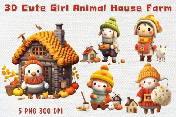 Bringing Whimsy to Life: The 3D Cute Girl Animal House Farm Set