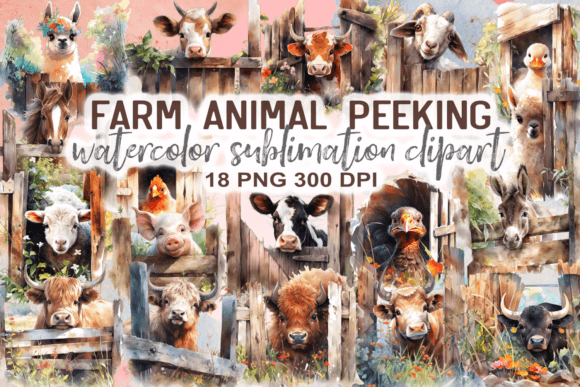 Charming Baby Farm Animal Peeking Clipart for Every Project