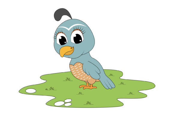 Charming Visuals: The Cute Quail Animal Cartoon Design Asset