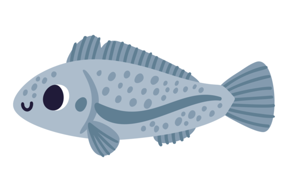 Cute Fish Drawing: Wild Ocean Animal Icon for Creative Design