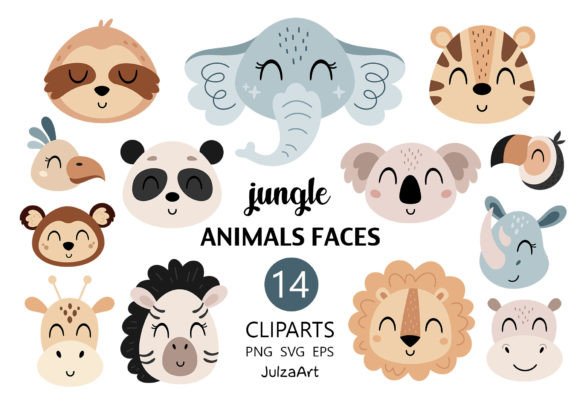 Safari Animal Faces Clipart: Essential Vectors for Creative Projects