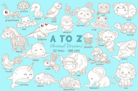 Unleashing Creativity with A to Z Animal Vocabulary Cartoon Stamp